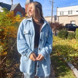 Blue oversized shacket